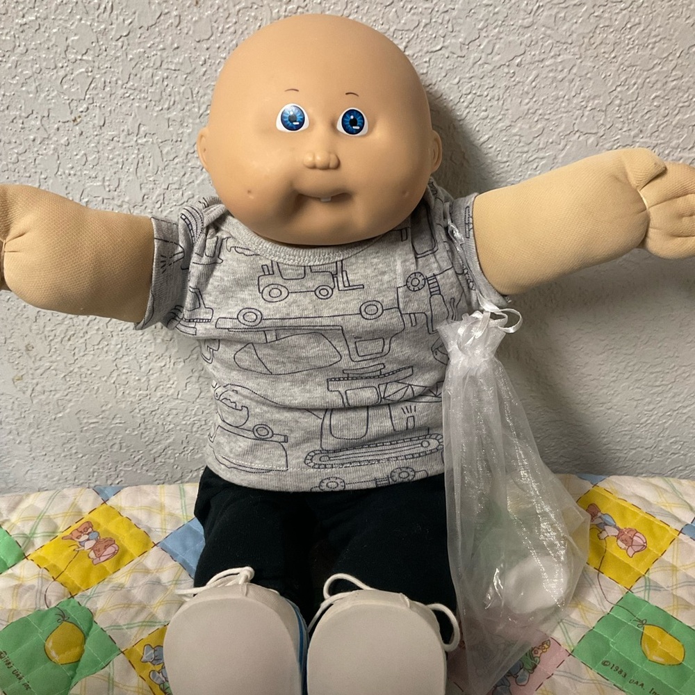 Vintage Cabbage Patch Kid HTF Bald Boy Blue Eyes Head Mold #5 OK Factory 1985